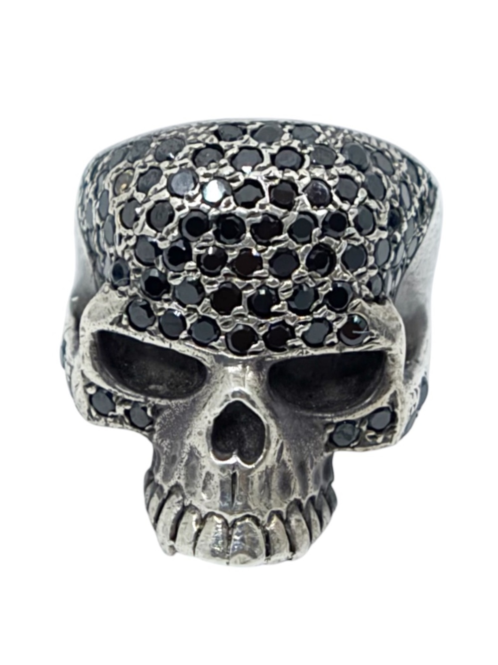 Sterling silver black cubic zirconia skull men ring - GM783